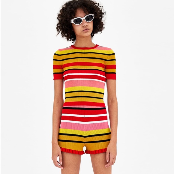 & Other Stories Pants - Striped knit shorts set